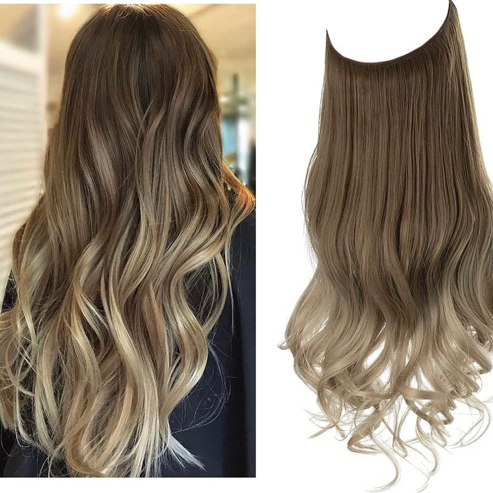 22 inch fish line band halo hair extension